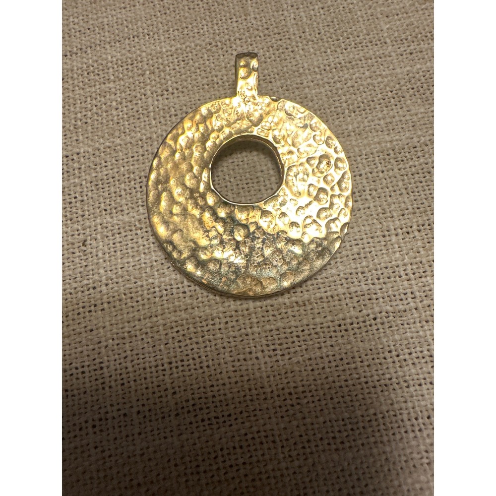 Vintage Signed KRAMER Gold-Tone Modernist Hammered Circle Pendant
